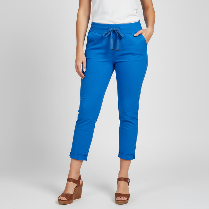 Royal Blue Italian Stretch Plain Magic Pants