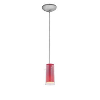 Access - 28033-1C-BS/CLRD - One Light Pendant - Glass'n Glass Cylinder - Brushed Steel