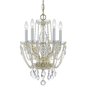 Crystorama - 1129-PB-CL-MWP - Five Light Mini Chandelier - Traditional Crystal - Polished Brass