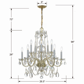 Traditional Crystal Ten Light Chandelier (1130-PB-CL-SAQ)