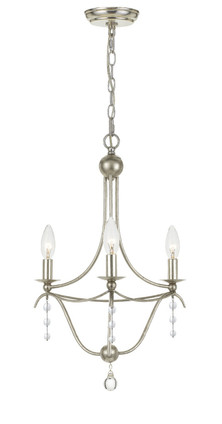 Crystorama - 433-SA - Three Light Mini Chandelier - Metro - Antique Silver