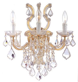 Crystorama - 4433-GD-CL-MWP - Three Light Wall Sconce - Maria Theresa - Gold
