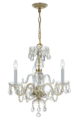 Crystorama - 5044-PB-CL-MWP - Three Light Mini Chandelier - Traditional Crystal - Polished Brass