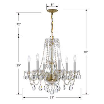 Traditional Crystal Six Light Chandelier (5086-PB-CL-SAQ)