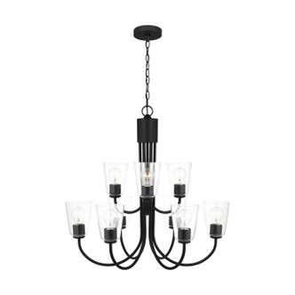 Generation Lighting - GLC1169MBK - Nine Light Chandelier - Miles - Midnight Black