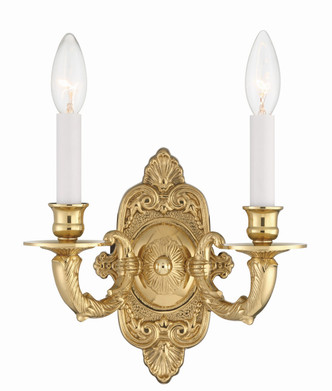 Crystorama - 642-PB - Two Light Wall Sconce - Marlowe - Polished Brass