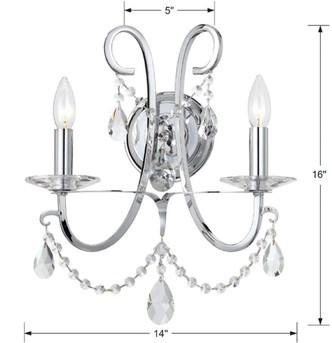 Othello Two Light Wall Sconce (6822-CH-CL-MWP)