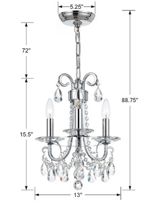 Othello Three Light Mini Chandelier (6823-CH-CL-MWP)