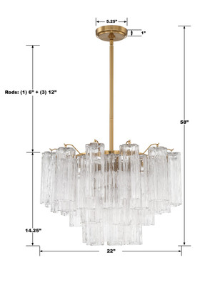 Addis Nine Light Chandelier (ADD-308-AG-CL)