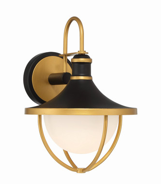 Crystorama - ATL-701-MK-TG - One Light Outdoor Wall Sconce - Atlas - Matte Black + Textured Gold