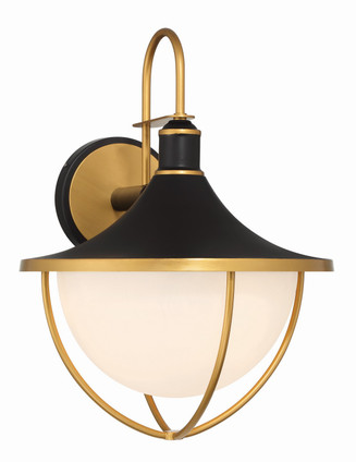 Crystorama - ATL-703-MK-TG - Three Light Outdoor Wall Sconce - Atlas - Matte Black + Textured Gold