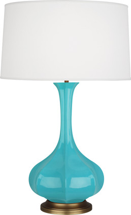 Robert Abbey - EB994 - One Light Table Lamp - Pike - Egg Blue Glazed Ceramic w/Aged Brass