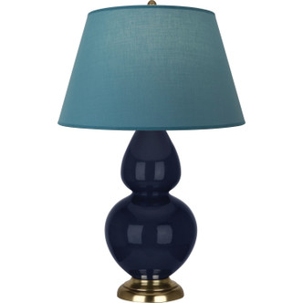 Robert Abbey - MB20B - One Light Table Lamp - Double Gourd - Midnight Blue Glazed Ceramic w/Antique Natural Brass