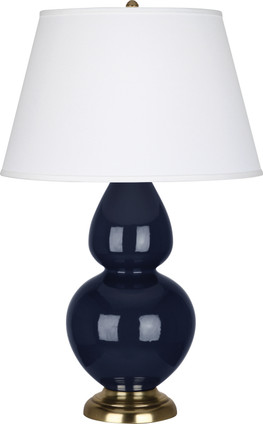 Robert Abbey - MB20X - One Light Table Lamp - Double Gourd - Midnight Blue Glazed Ceramic w/Antique Natural Brass