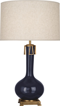 Robert Abbey - MB992 - One Light Table Lamp - Athena - Midnight Blue Glazed Ceramic w/Aged Brass