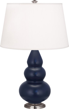 Robert Abbey - MMB32 - One Light Accent Lamp - Small Triple Gourd - Matte Midnight Blue Glazed Ceramic w/Antique Silver
