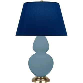 Robert Abbey - MOB55N - One Light Table Lamp - Double Gourd - Matte Steel Blue Glazed Ceramic w/Antique Natural Brass