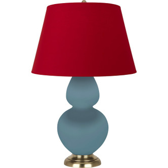 Robert Abbey - MOB55R - One Light Table Lamp - Double Gourd - Matte Steel Blue Glazed Ceramic w/Antique Natural Brass