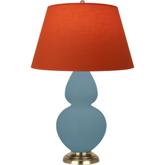 Robert Abbey - MOB55T - One Light Table Lamp - Double Gourd - Matte Steel Blue Glazed Ceramic w/Antique Natural Brass