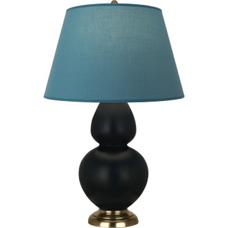 Robert Abbey - MOS20B - One Light Table Lamp - Double Gourd - Matte Obsidian Glazed Ceramic w/Antique Natural Brass