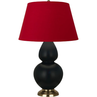 Robert Abbey - MOS20R - One Light Table Lamp - Double Gourd - Matte Obsidian Glazed Ceramic w/Antique Natural Brass