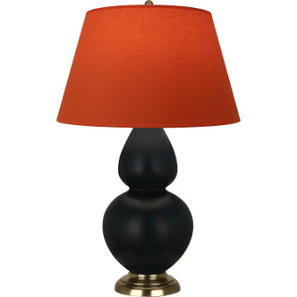 Robert Abbey - MOS20T - One Light Table Lamp - Double Gourd - Matte Obsidian Glazed Ceramic w/Antique Natural Brass