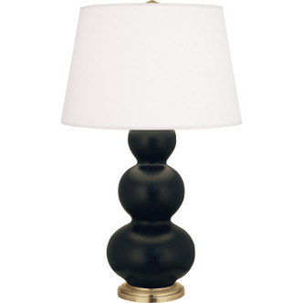 Robert Abbey - MOS40 - One Light Table Lamp - Triple Gourd - Matte Obsidian Glazed Ceramic w/Antique Natural Brass