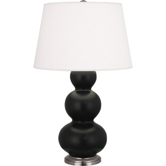 Robert Abbey - MOS42 - One Light Table Lamp - Triple Gourd - Matte Obsidian Glazed Ceramic w/Antique Silver