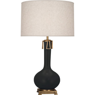 Robert Abbey - MOS92 - One Light Table Lamp - Athena - Matte Obsidian Glazed Ceramic w/Aged Brass