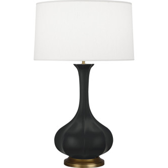 Robert Abbey - MOS94 - One Light Table Lamp - Pike - Matte Obsidian Glazed Ceramic w/Aged Brass
