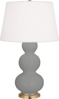 Robert Abbey - MST40 - One Light Table Lamp - Triple Gourd - Matte Smokey Taupe Glazed Ceramic w/Antique Natural Brass