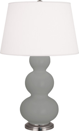 Robert Abbey - MST42 - One Light Table Lamp - Triple Gourd - Matte Smokey Taupe Glazed Ceramic w/Antique Silver