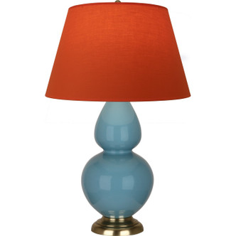Robert Abbey - OB20T - One Light Table Lamp - Double Gourd - Steel Blue Glazed Ceramic w/Antique Natural Brass
