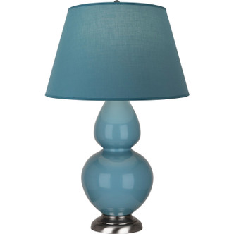 Robert Abbey - OB22B - One Light Table Lamp - Double Gourd - Steel Blue Glazed Ceramic w/Antique Silver