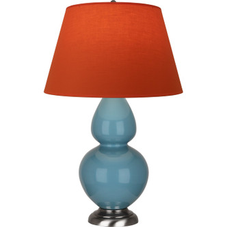 Robert Abbey - OB22T - One Light Table Lamp - Double Gourd - Steel Blue Glazed Ceramic w/Antique Silver
