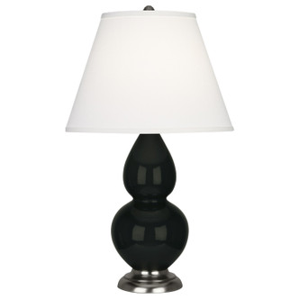 Robert Abbey - OS12X - One Light Accent Lamp - Small Double Gourd - Obsidian Glazed Ceramic w/Antique Silver