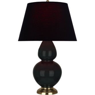 Robert Abbey - OS20K - One Light Table Lamp - Double Gourd - Obsidian Glazed Ceramic w/Antique Natural Brass