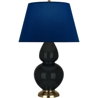 Robert Abbey - OS20N - One Light Table Lamp - Double Gourd - Obsidian Glazed Ceramic w/Antique Natural Brass