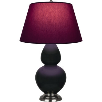 Robert Abbey - OS22P - One Light Table Lamp - Double Gourd - Obsidian Glazed Ceramic w/Antique Silver