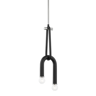Mitzi - H382702-PN/BK - Two Light Pendant - Whit - Polished Nickel
