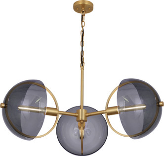 Robert Abbey - 603 - Three Light Chandelier - Mavisten Edition Copernica - Lacquered Burnished Brass w/Smoked