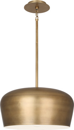 Robert Abbey - 610 - One Light Pendant - Rico Espinet Bumper - Warm Brass w/Painted White Interior