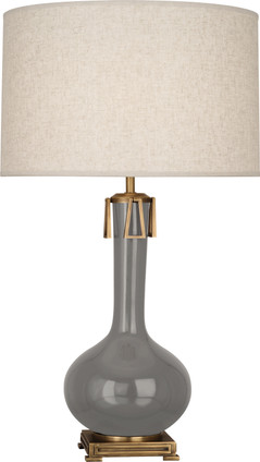 Robert Abbey - ST992 - One Light Table Lamp - Athena - Smokey Taupe Glazed Ceramic w/Aged Brass