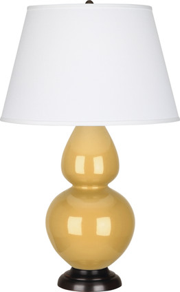 Robert Abbey - SU21X - One Light Table Lamp - Double Gourd - Sunset Yellow Glazed Ceramic w/Deep Patina Bronze