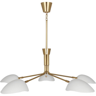 Robert Abbey - W1522 - Five Light Chandelier - Rico Espinet Racer - Modern Brass w/Satin White