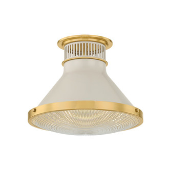 Hudson Valley - MDS2402-AGB/OW - One Light Flush Mount - Highclere - Aged Brass