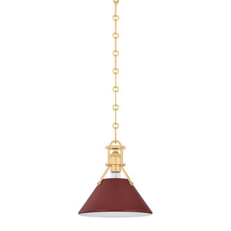Hudson Valley - MDS351-AGB/CRN - One Light Pendant - Painted No. 2 - Aged Brass
