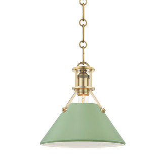 Hudson Valley - MDS351-AGB/LFG - One Light Pendant - Painted No. 2 - Aged Brass