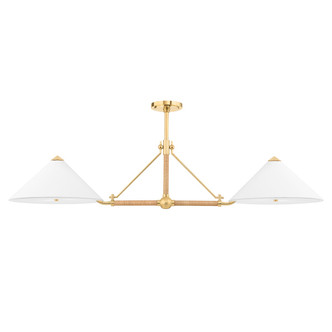 Hudson Valley - 1057-AGB - Four Light Island Pendant - Williamsburg - Aged Brass
