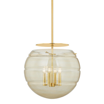 Hudson Valley - 1344-AGB - Four Light Pendant - Gill - Aged Brass